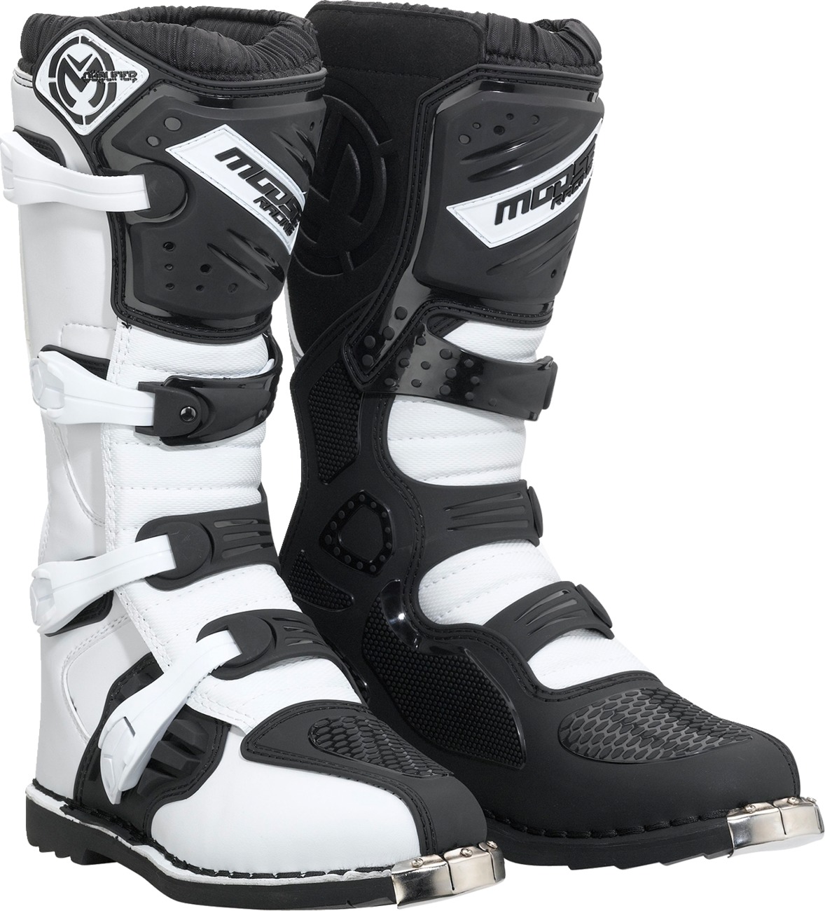 Moose Offroad Qualifier Boots Black/White Size 9 - Durable off-road boots in black/white, size 9 - Click Image to Close
