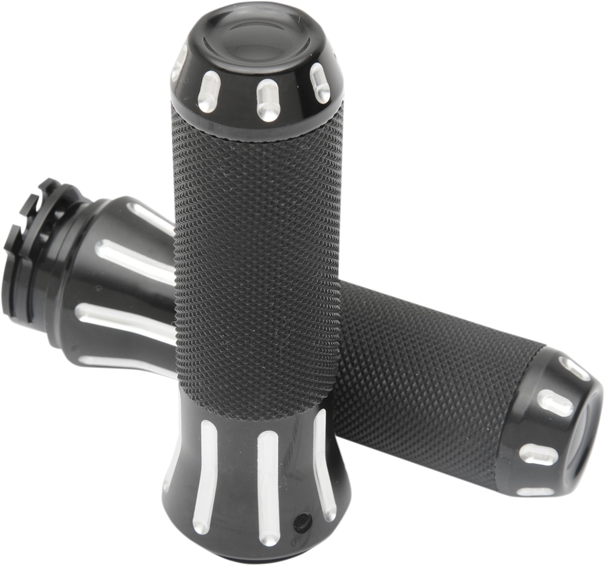 Drag Specialties Custom Grips 1in Black/Silver Harley-Davidson - Custom grips For Harley-Davidson 1in handlebars - Click Image to Close