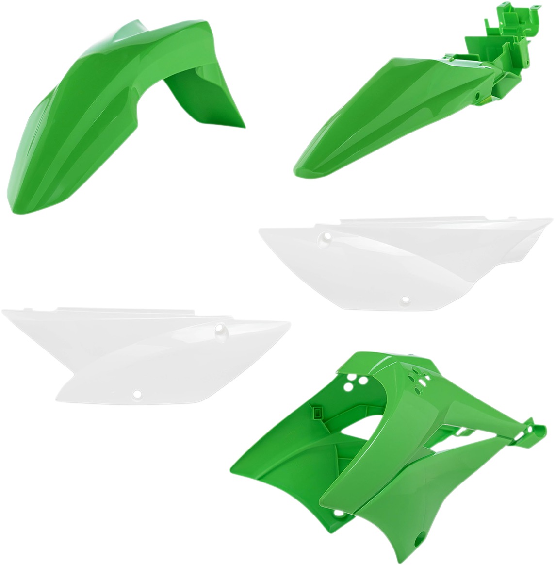 Acerbis Standard Plastic Kit Green/White Fits Kawasaki - Click Image to Close