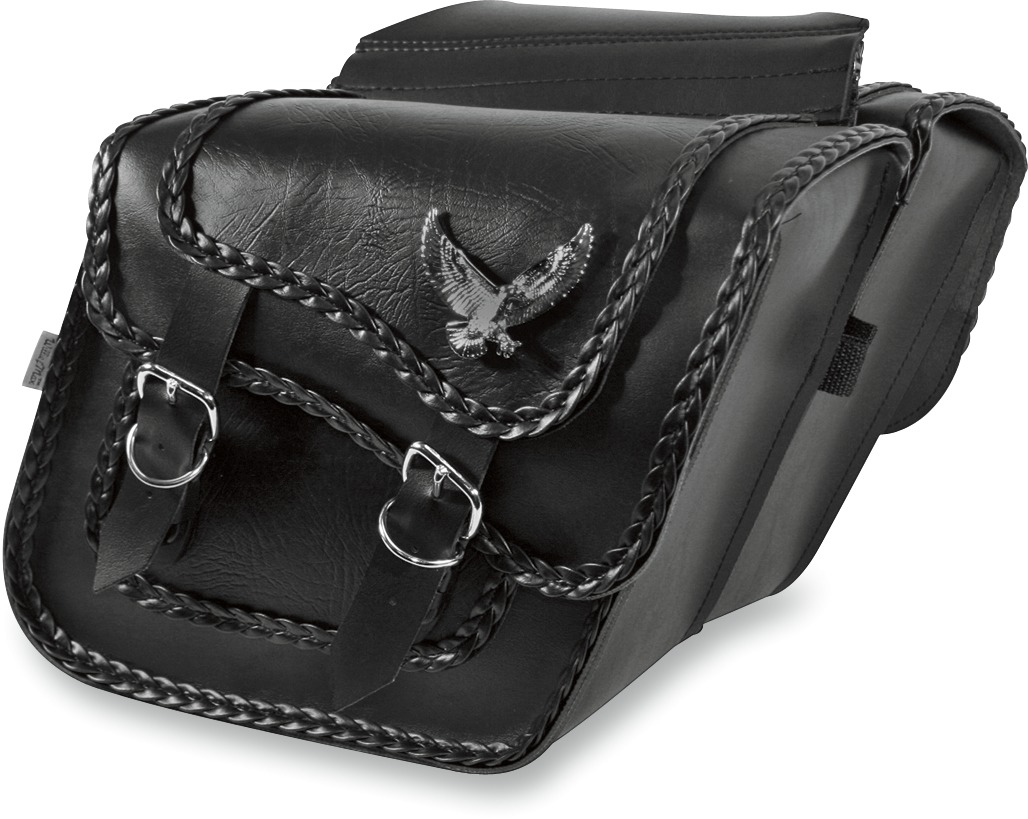 Willie & Max Black Magic Compact Slant Saddlebags Black 12"x9.5"x2.5" - Click Image to Close