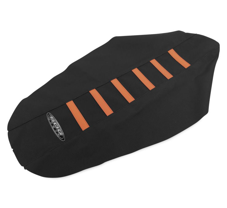 6-Rib Water Resistant Seat Cover Black/Orange - For 15-19 KTM 125-500 - Click Image to Close