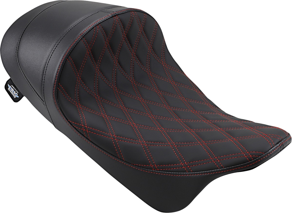 Diamond EZ-On 2-Up Seat Black/Red Low & Forward - For 08-20 Harley FLH FLT - Click Image to Close