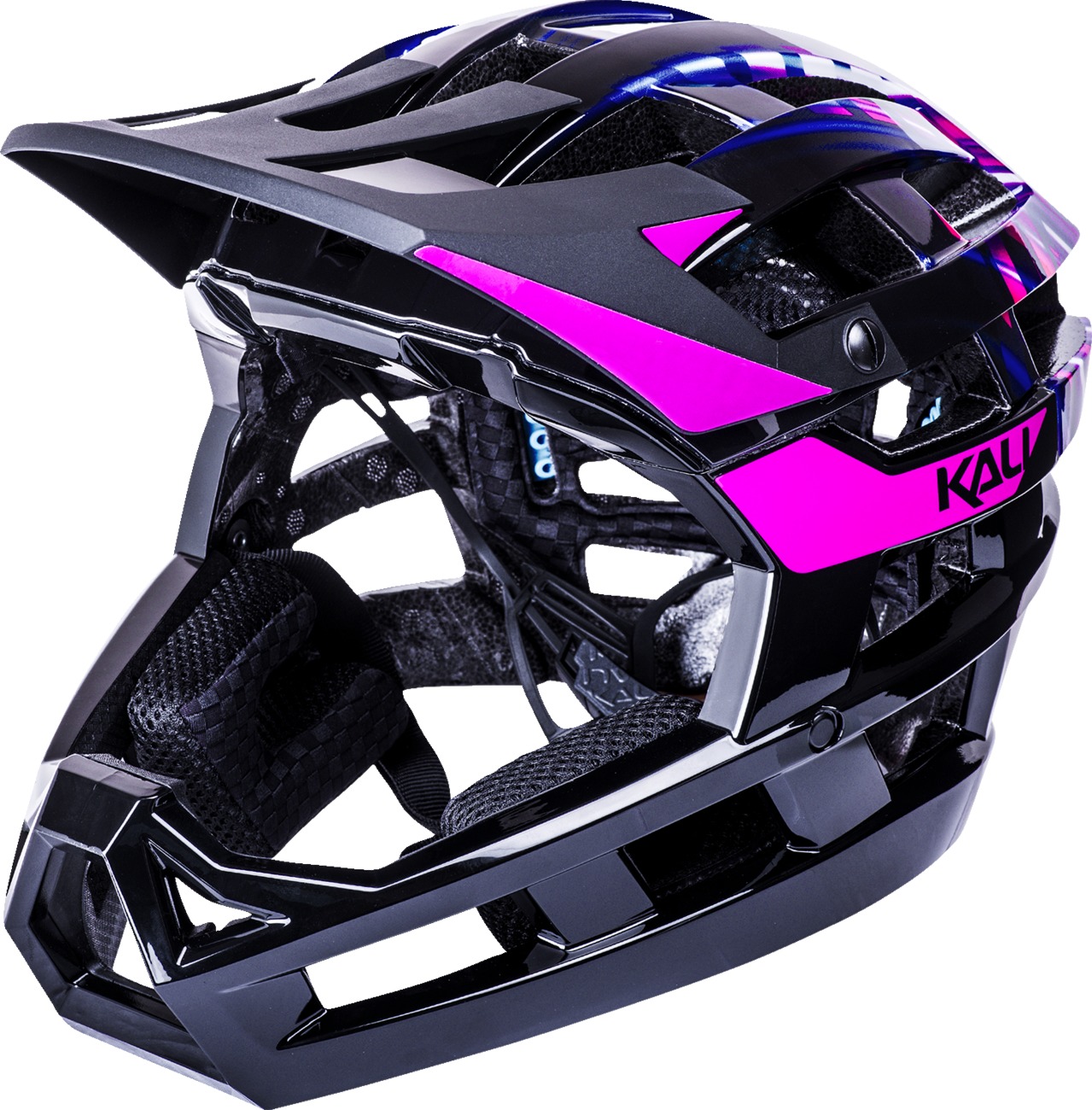 Kali Invader 2.0 LTD Light Speed Full Face Bicycle Helmet L-2XL Black/Purple - Click Image to Close