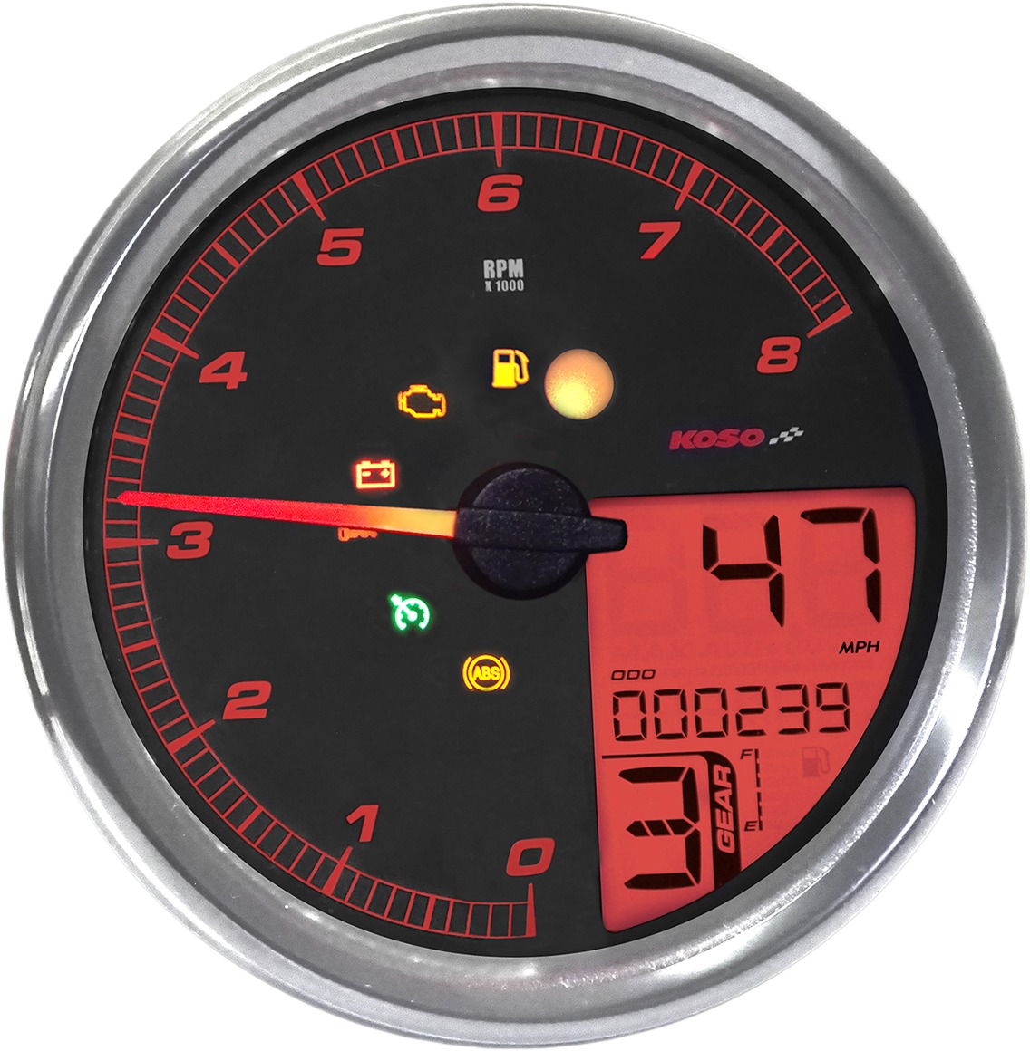 4.5" Multifunction Speedometer For Tank Mounted H-D Models w/ 5" Cup - Click Image to Close