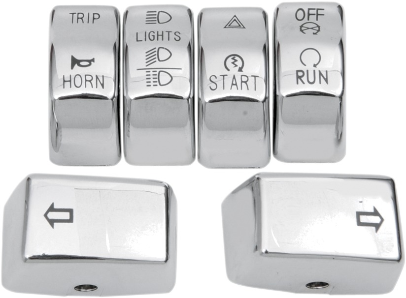 Drag Specialties Switch Cap Kit Chrome For Harley-Davidson - 6-piece chrome switch cap kit For Harley-Davidson - Click Image to Close