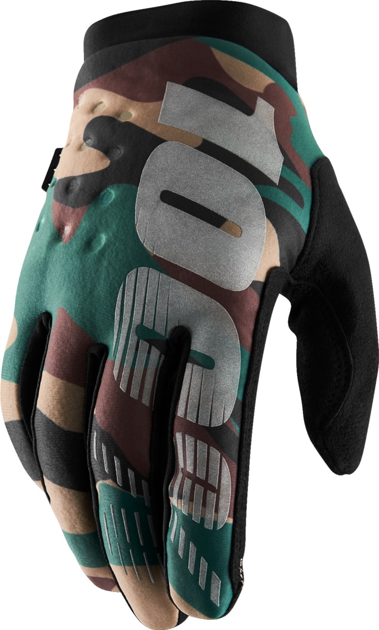 100% Men's Brisker Cold-Weather Off-Road Gloves, Camo/Black, Size S - Click Image to Close