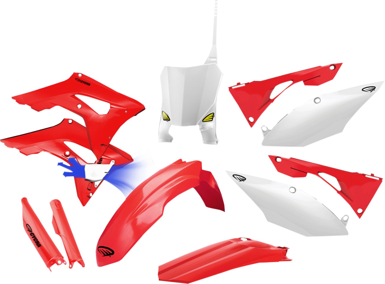 Cycra Powerflow Body Kit White Fits Honda - Click Image to Close