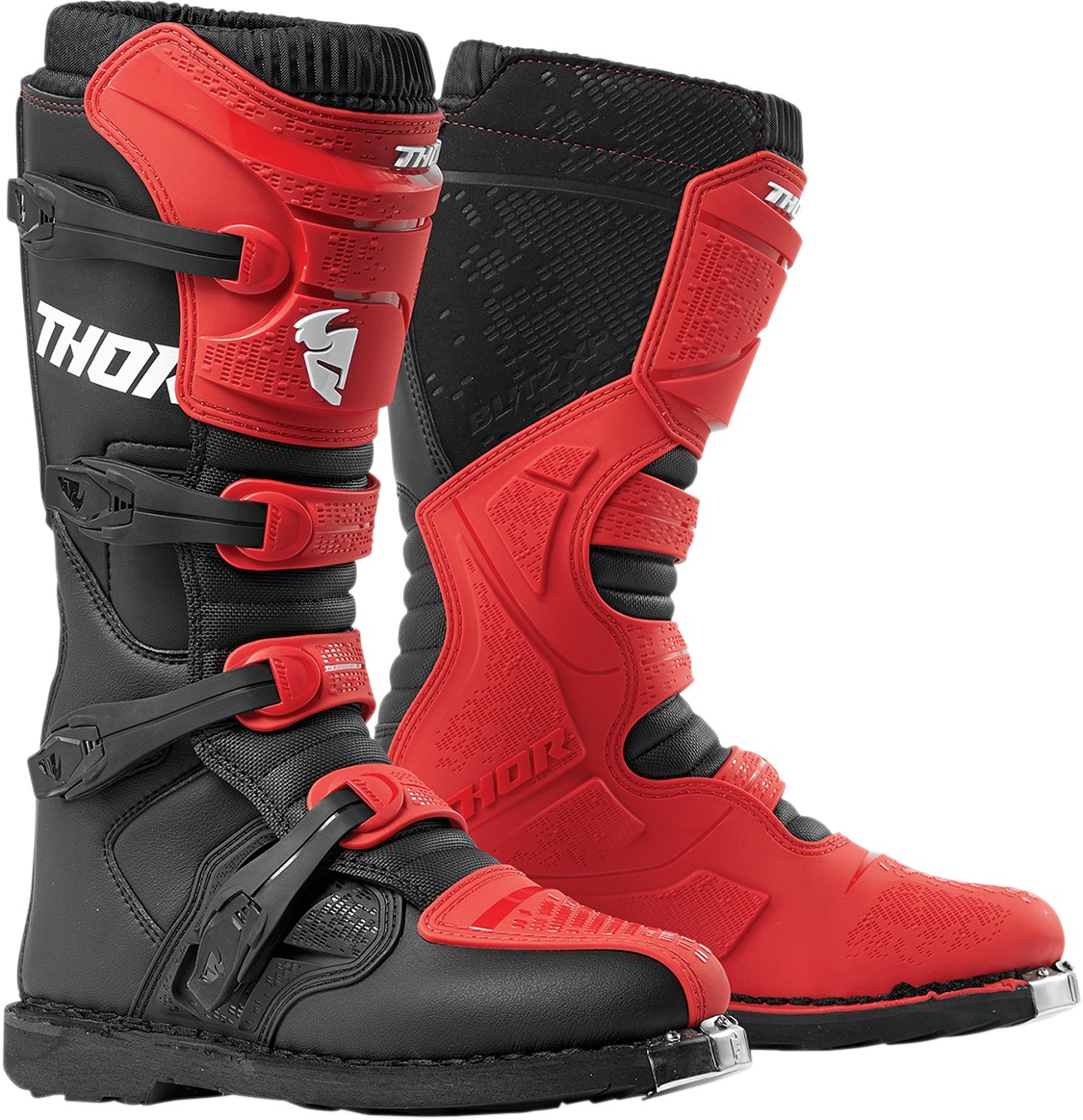 Blitz XP Dirt Bike Boots - Black & Red MX Sole Men's US Size 7 - Click Image to Close