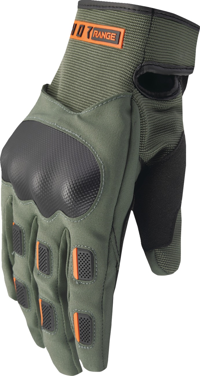 Thor Range Gloves Men's L Army Green/Orange/Black - Waterproof and fleece-lined riding gloves - Click Image to Close