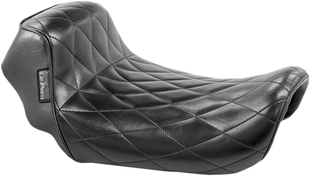 "Sprocket" Diamond Vinyl Solo Seat - Black - For 06-17 Harley Dyna - Click Image to Close