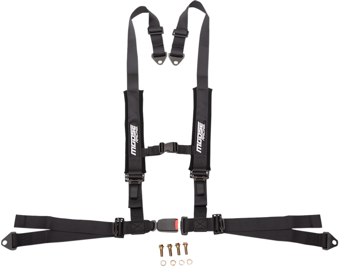 Moose Auto Buckle Seat Harness 2" 4PT - Black - Click Image to Close