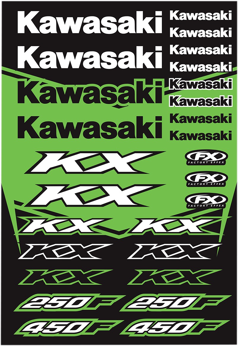 Factory Effex Universal Graphic Kit Kaw KX Sticker Sheet - Click Image to Close