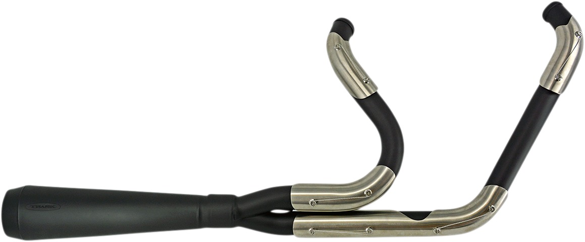 2-1 Assault Stainless Steel Black Full Exhaust Megaphone - For 91-05 Harley Dyna - Click Image to Close