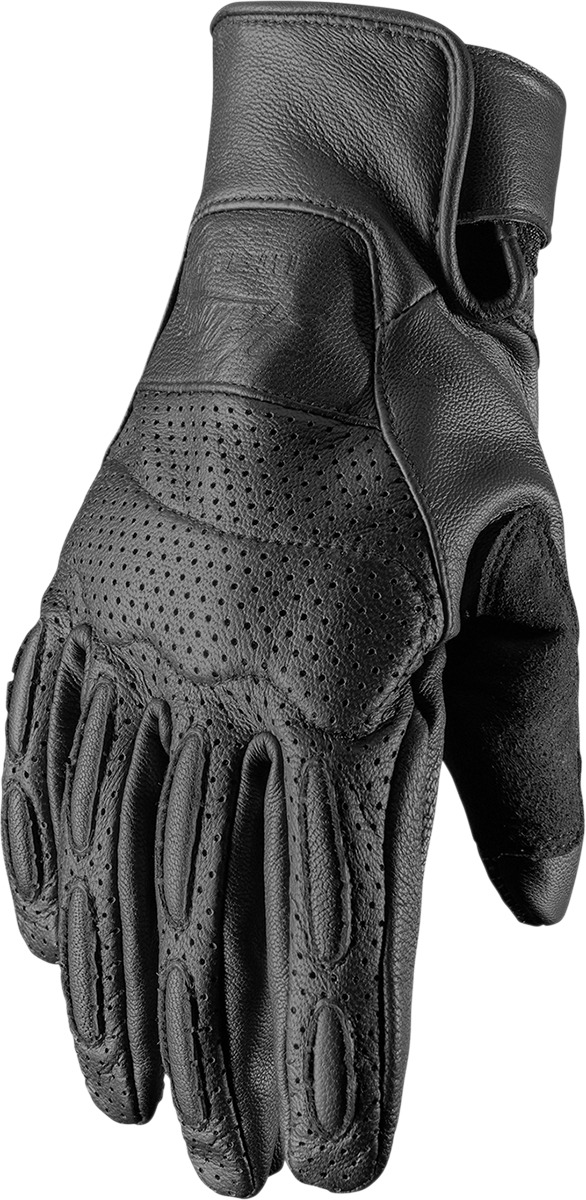 THOR Hallman GP Gloves Men's Black Size S - Vintage-inspired leather MX gloves - Click Image to Close