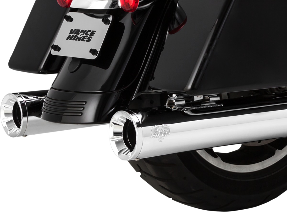 Eliminator 400 Chrome Dual Slip On Exhaust - For 17-21 Harley Touring - Click Image to Close