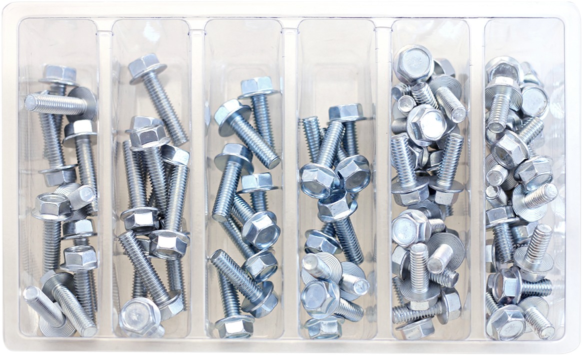 BOLT M6 10mm Hex Flange Bolt Assortment - M6 x 12, 16, 20 & 25 - 80-piece M6 10mm hex flange bolt kit - Click Image to Close