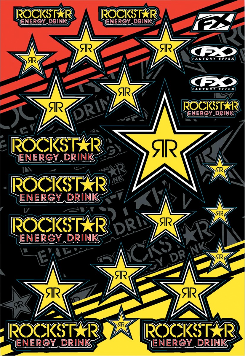 Factory Effex Rockstar Gold Reflective Sticker Sheet - Click Image to Close