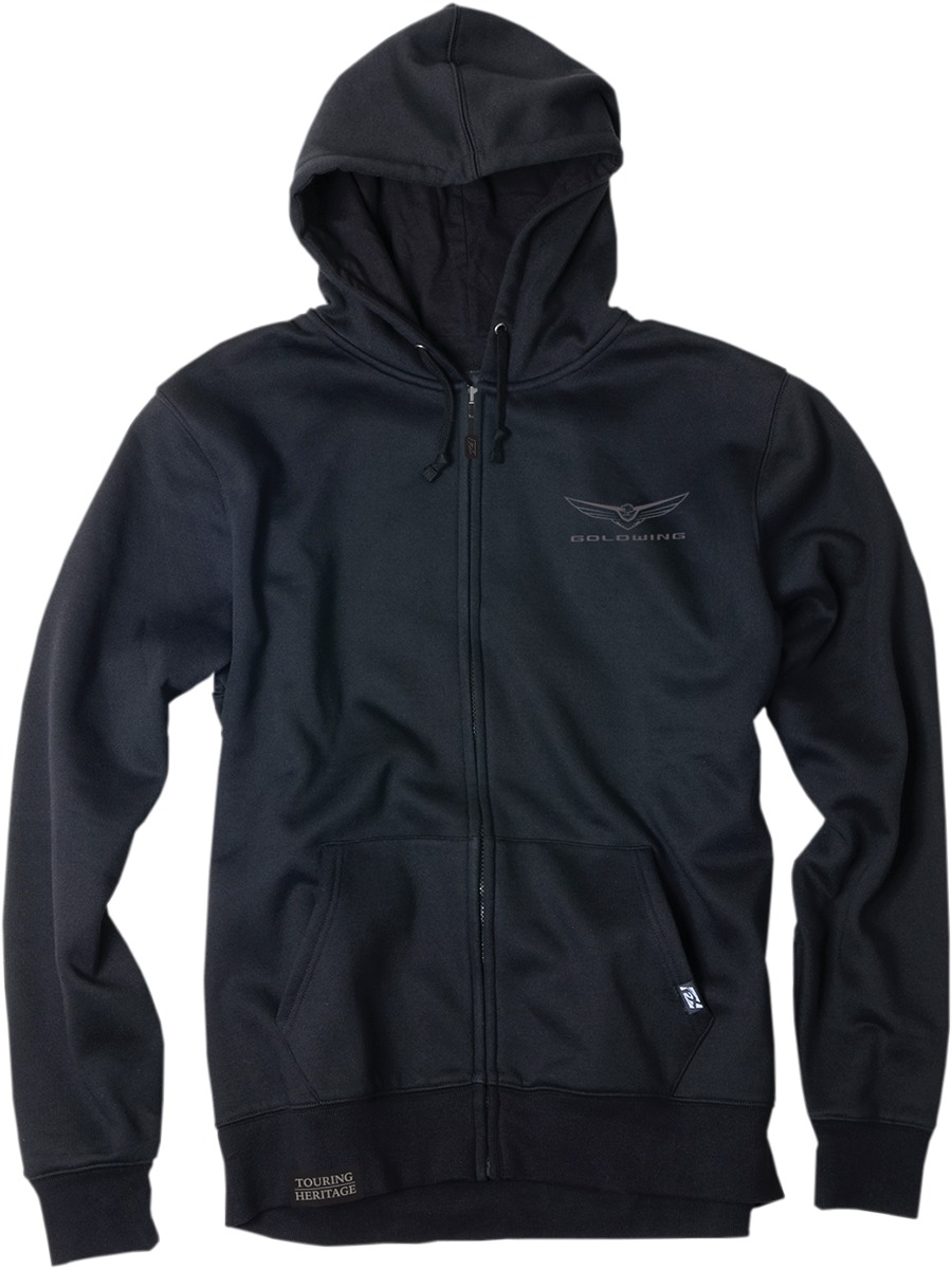 Men's Gold Wing Burst Zip Hoody - Gw Burst Zip Hoody Blk Md - Click Image to Close