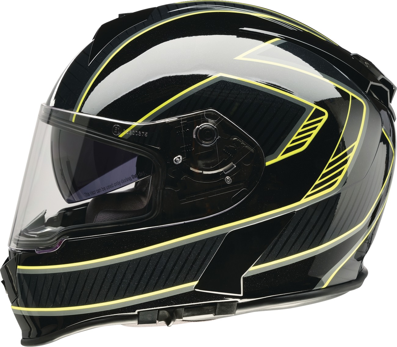 Z1R Warrant Amplify Helmet XL Fluorescent Yellow/Black - Full face helmet with drop-down sun visor - Click Image to Close