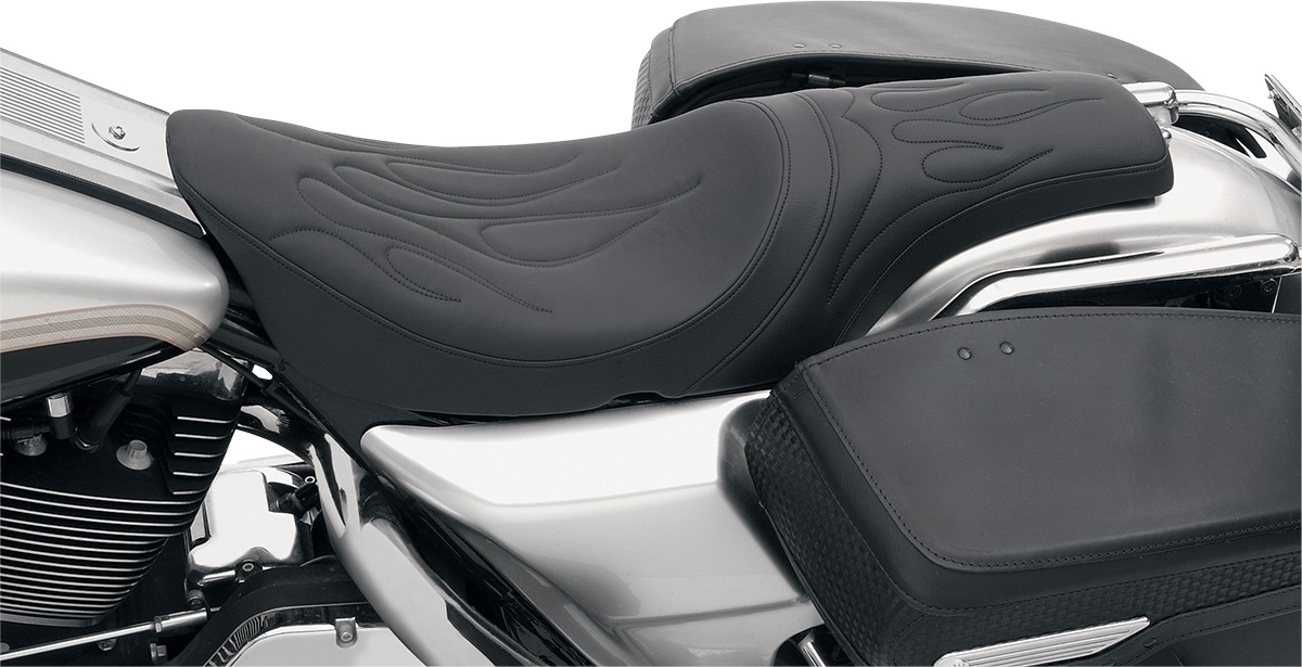 Predator Flame Stitched 2-Up Seat Low 3/4" - For 97-07 Harley FLHR FLHX - Click Image to Close