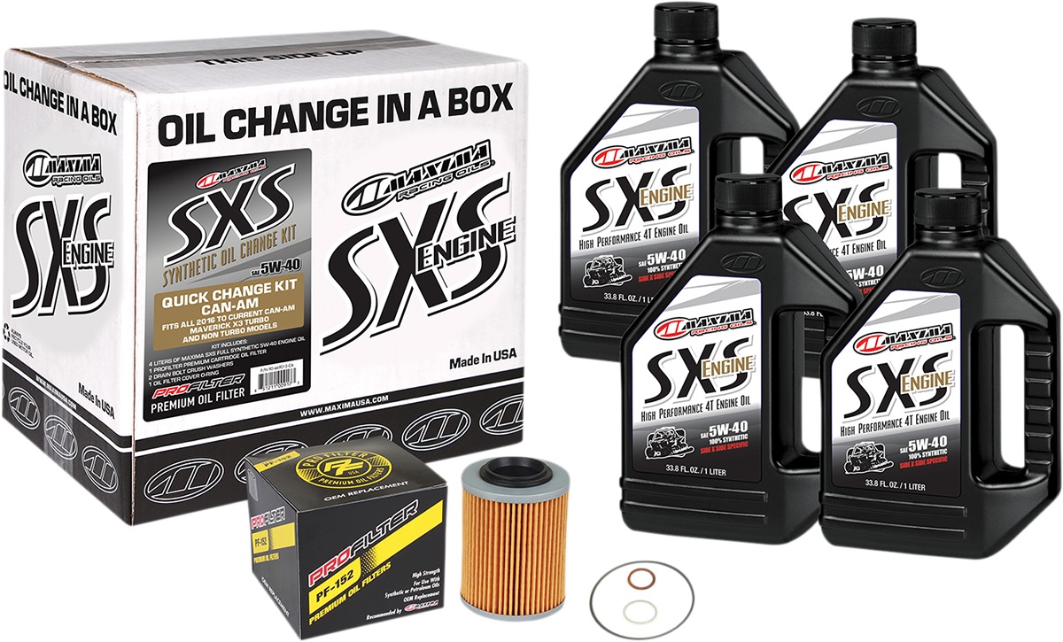 SxS Oil Change Kit - Synthetic 5W40 w/ PF-152 Filter - For Can Am Maverick X3 - Click Image to Close