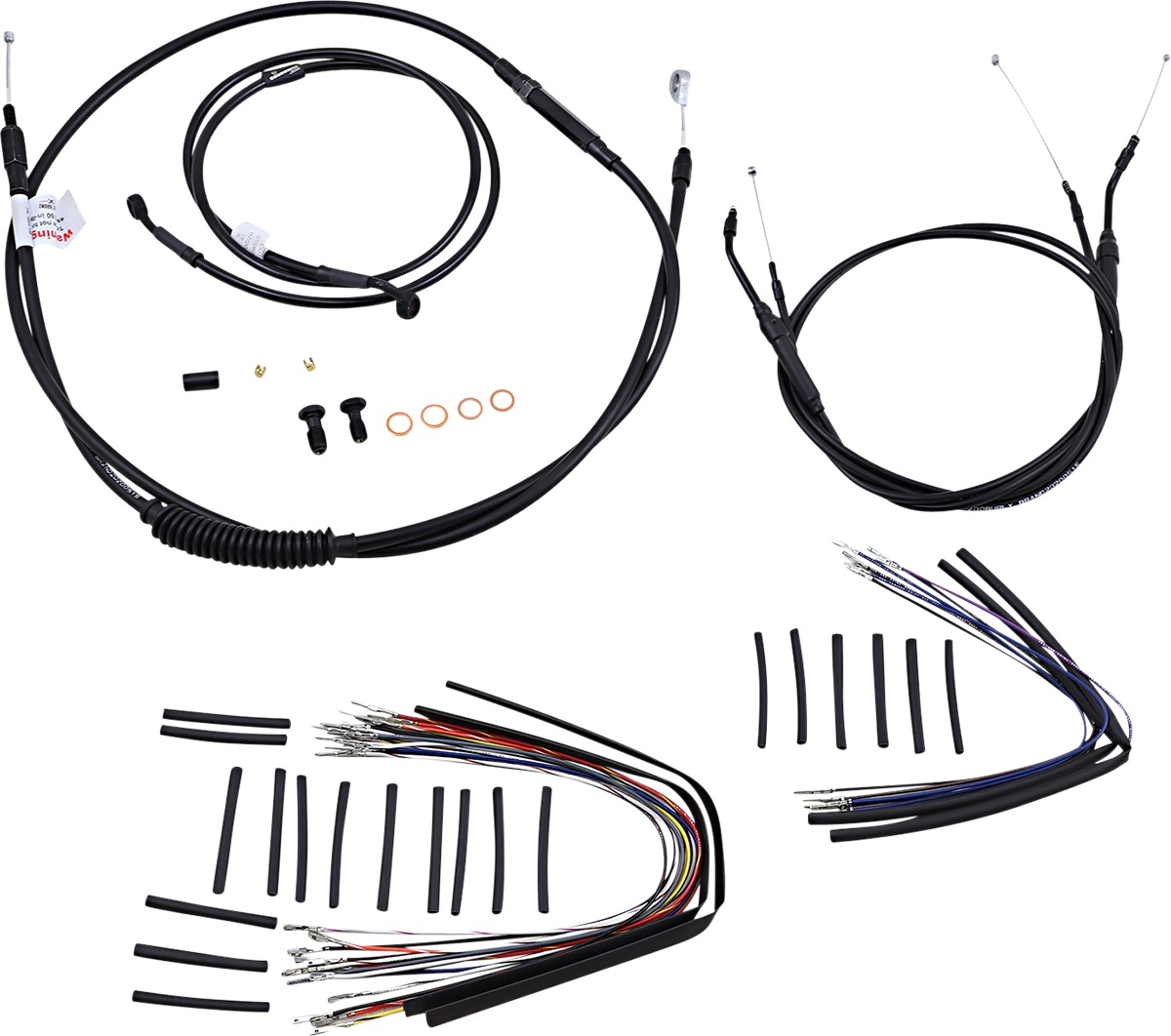 Extended Black Control Cable Kit For Dynas - 14" tall bars - Click Image to Close