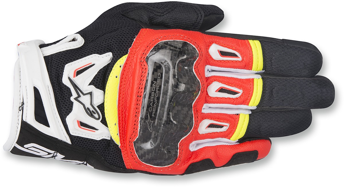 SMX-2 V2 Air Carbon Gloves Black/Red/White/Yellow Small - Click Image to Close