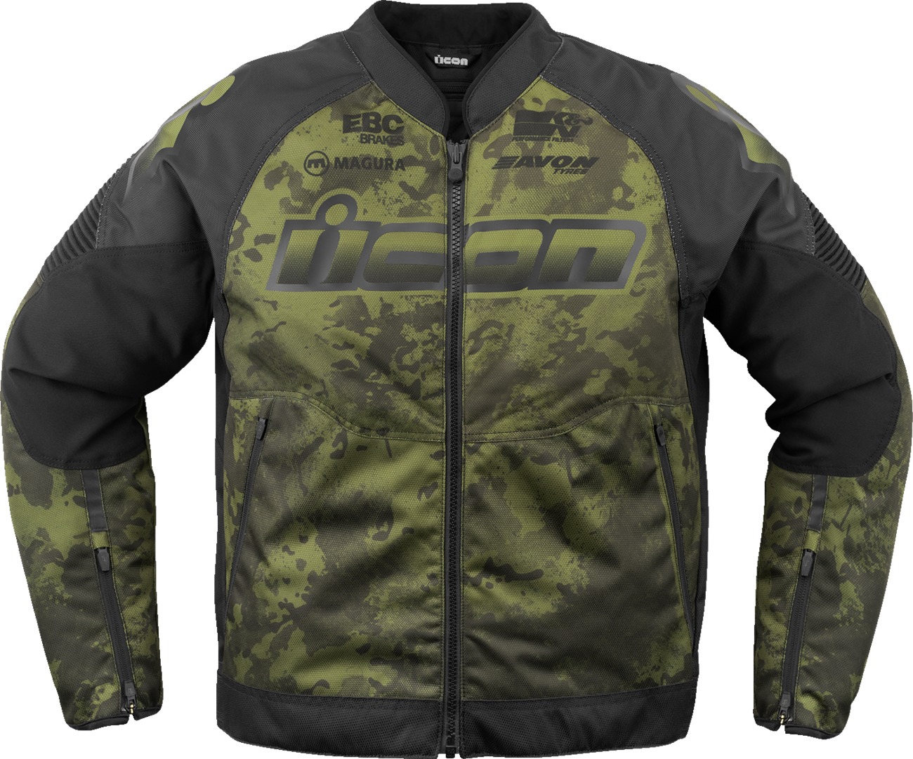 ICON Overlord3 Magnacross Jacket 2XL Dark Gray/Black/Green - Men's sport jacket with D3O protection - Click Image to Close