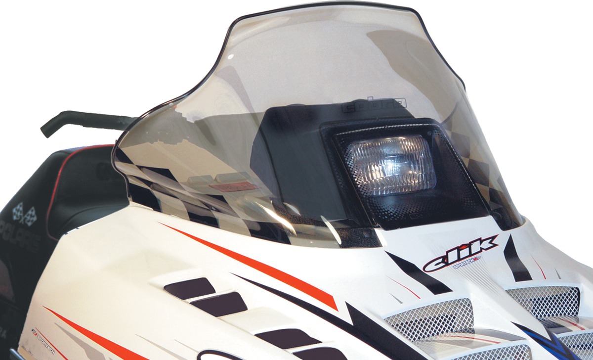 Powermadd 14" Mid Tint Windshield Black Fits Polaris Wedge Hood - Click Image to Close