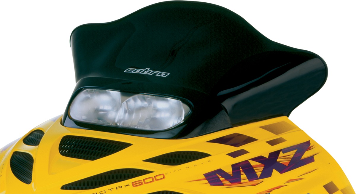 Powermadd Cobra Windshield Black Low 13.25in For Ski-Doo ZX Chassis - Low black windshield For Ski-Doo ZX Chassis models - Click Image to Close