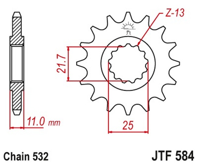 Steel Front Countershaft Sprocket - 16 Teeth - New JT! - Click Image to Close