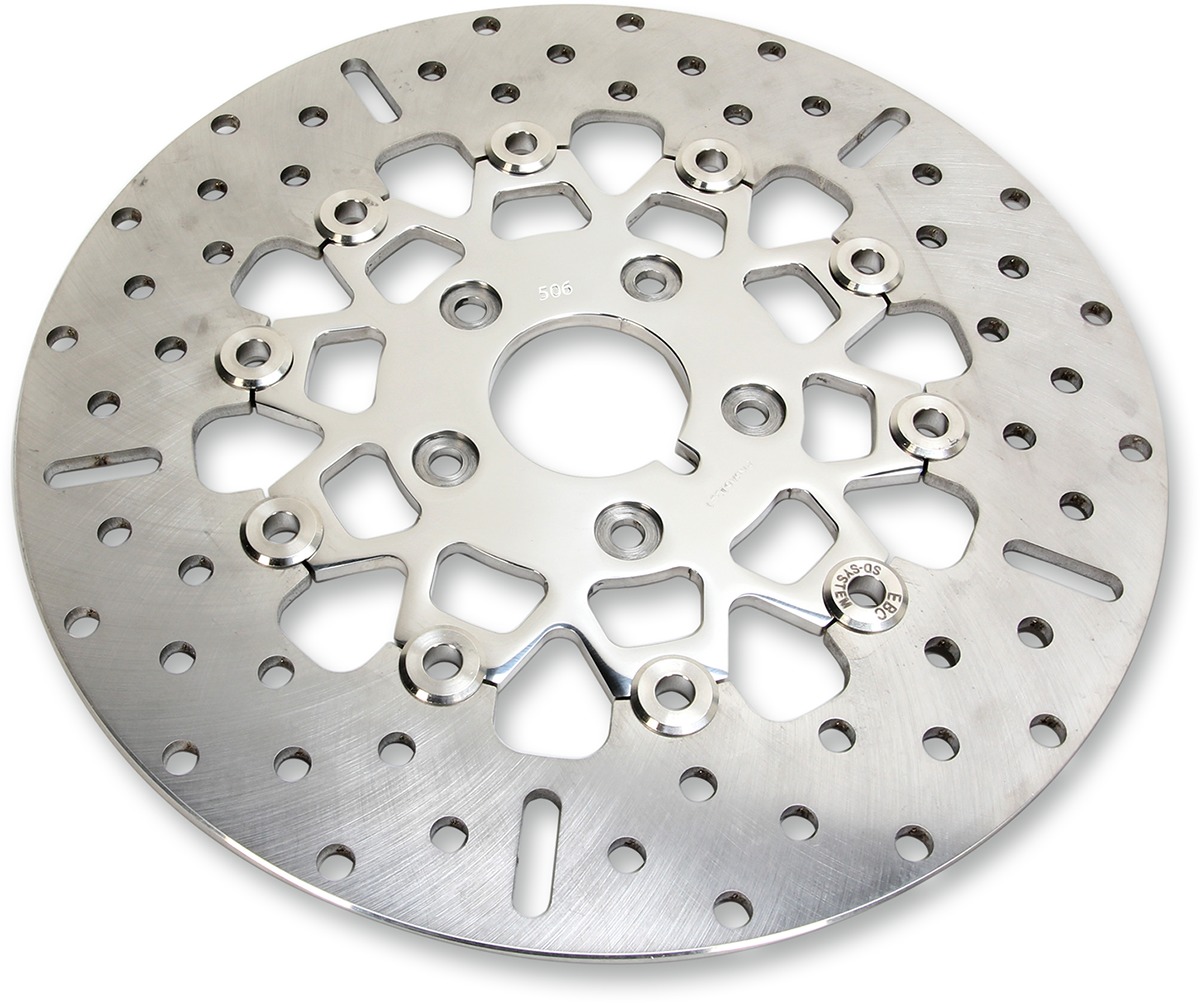 10-Button Polished Carrier Floating Brake Rotor - Harley Davidson - Click Image to Close