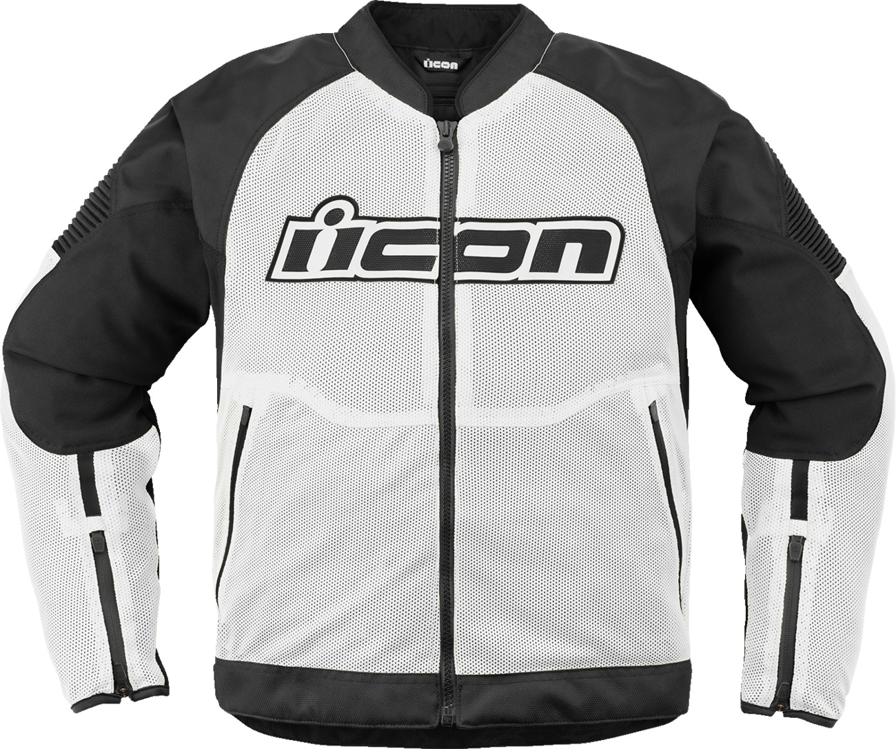 ICON Overlord3 Mesh Jacket 2XL White/Black Men's - Men's 2XL mesh jacket in White/Black - Click Image to Close