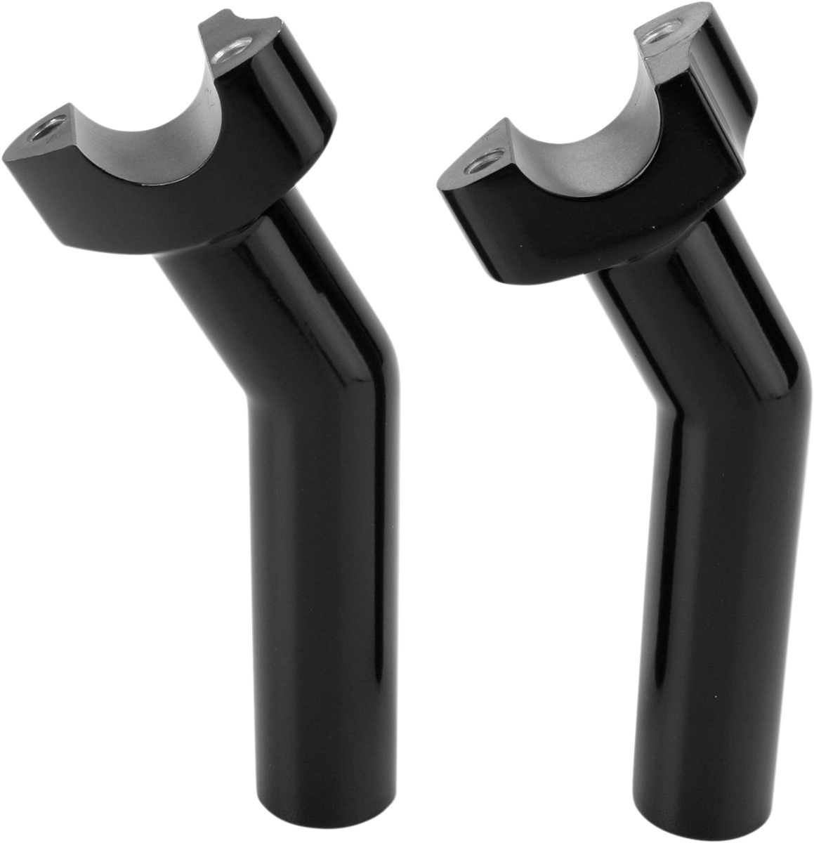 Drag Specialties Forged Aluminum Handlebar Risers Black 5.5in Pullback Pair - Black handlebar risers, 5.5in pullback, pair - Click Image to Close