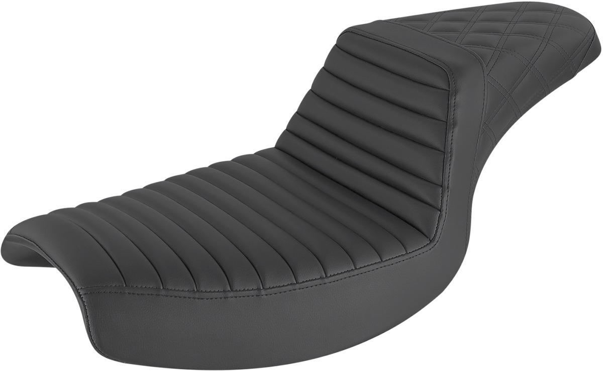 Step-Up Tuck and Roll 2-Up Seat - Black - For 82-94 Harley FXR - Click Image to Close