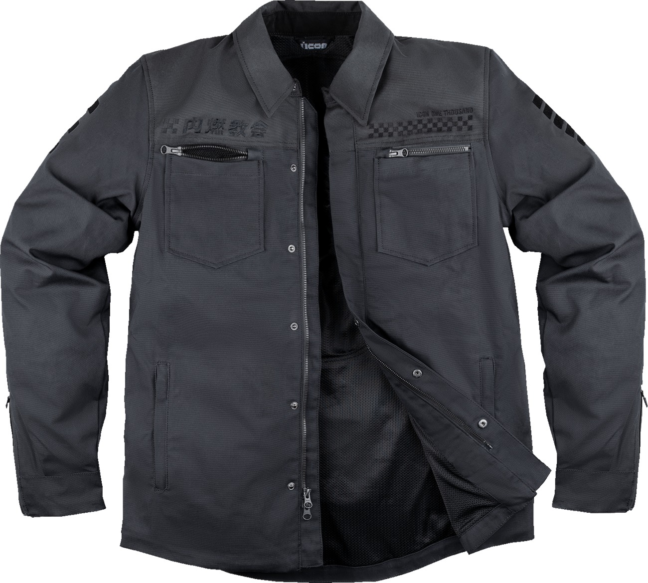 ICON Upstate Canvas National Jacket Men's 2XL Black - Men's 2XL black riding jacket - Click Image to Close