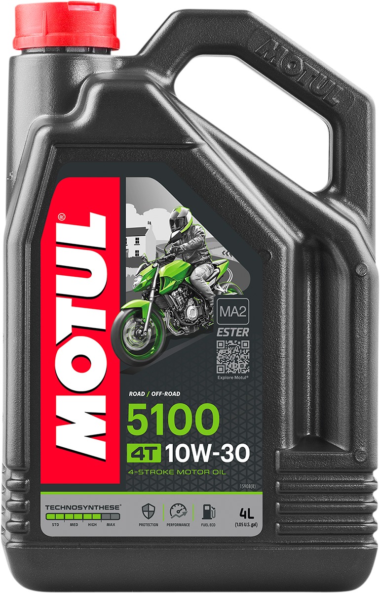 Motul 5100 10W30 4T Synthetic Blend Engine Oil 4 Liter - 5100 10W30 4T oil, 4L, for all 4-stroke engines - Click Image to Close