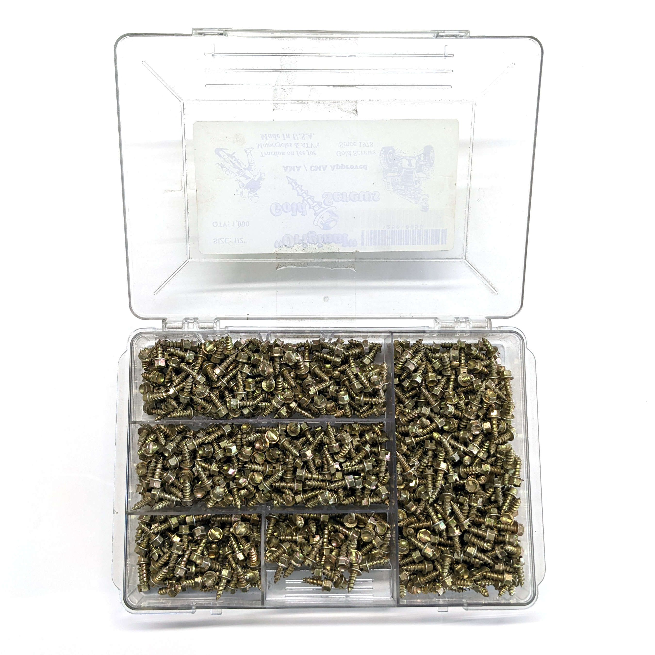 1/2" Original Gold Screws - 250 Pack - Motorcycle & ATV Ice Racing Studs - Click Image to Close