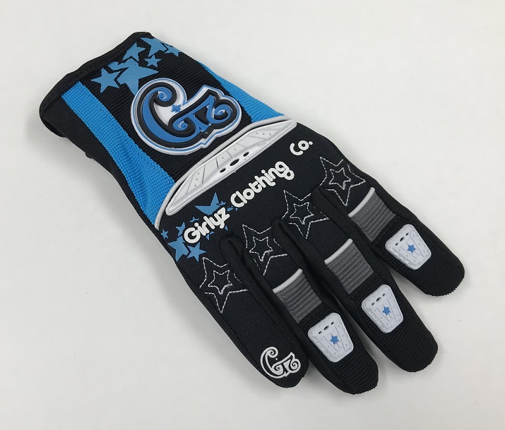 Girlyz Vision Women's MX Riding Glove - Blue & Black Large - Click Image to Close