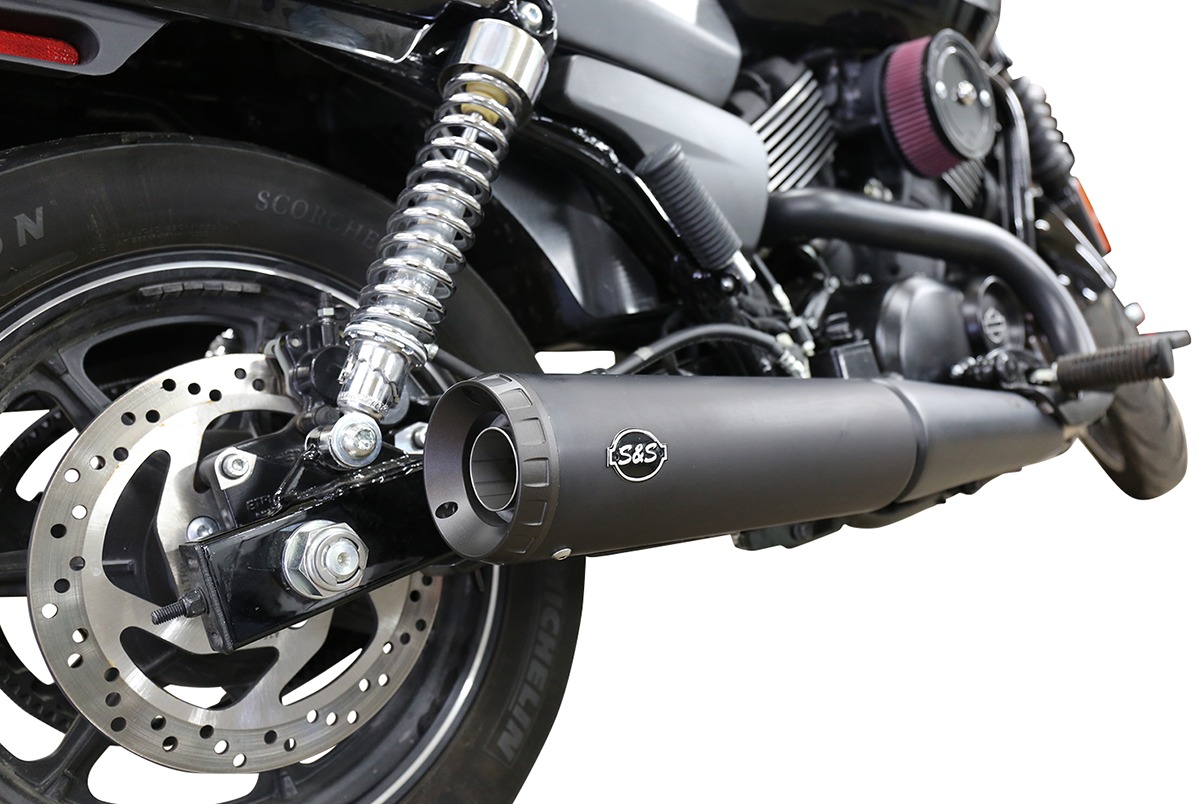 Grand National Black 4" Slip On Exhaust - For 14-20 HD XG Street - Click Image to Close