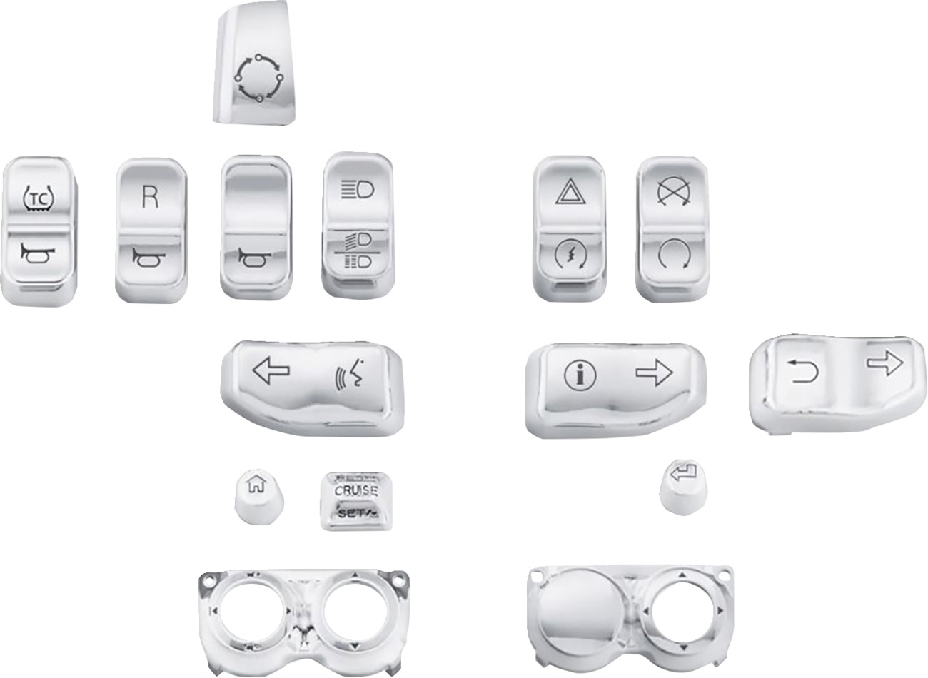 Drag Specialties Switch Cap Kit Chrome For Harley Touring Models - Chrome switch cap kit fits Harley Touring models - Click Image to Close