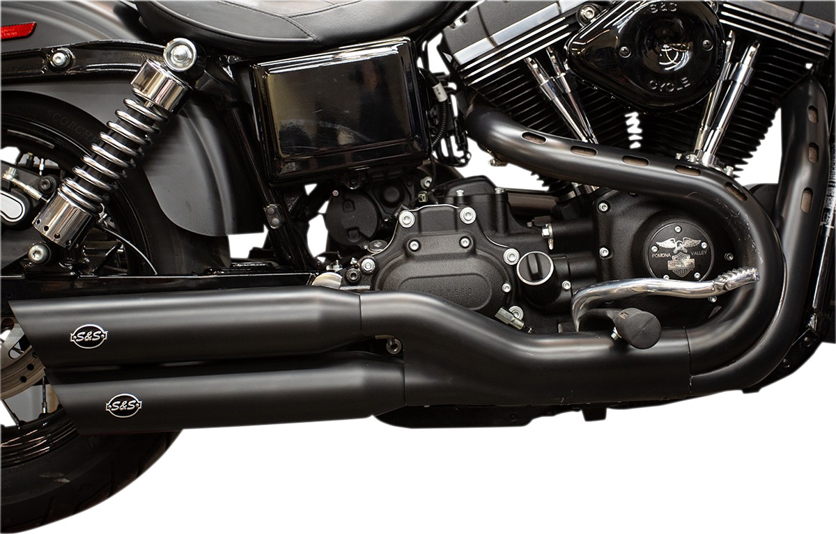 Dual Black Slip On Exhaust Slash-Cut - For 08-17 Harley Dyna FXDF FXDLS FXDWG - Click Image to Close