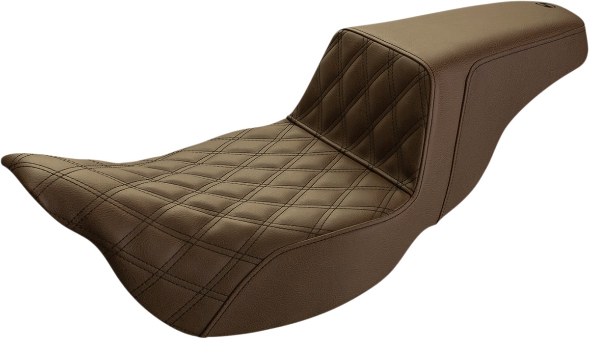 Step-Up Lattice Stitch 2-Up Seat Gel Brown - For 08-20 Harley FLH FLT - Click Image to Close