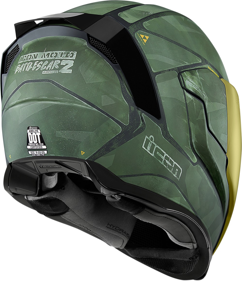 Airflite Full Face Helmet - Battlescar 2 Green Large - Click Image to Close