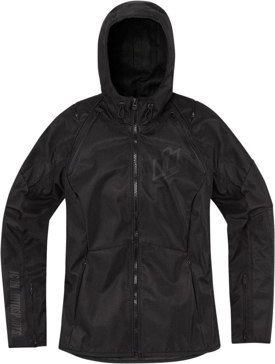 ICON Women's Airform Jacket Black L - Women's textile riding jacket - Click Image to Close