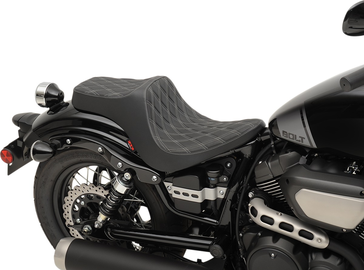 Predator Double Diamond 2-Up Seat - Black - For 13-19 Yamaha XVS950 Bolt - Click Image to Close