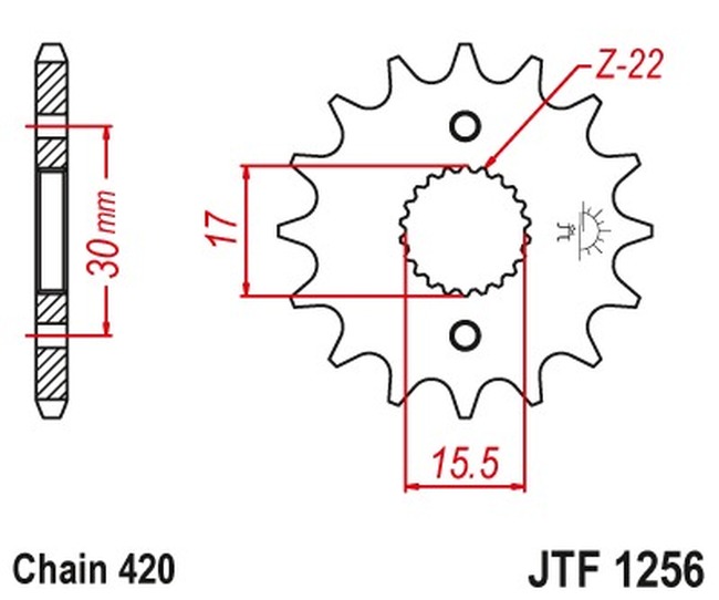 Steel Front Countershaft Sprocket - 16 Teeth 420 - Click Image to Close