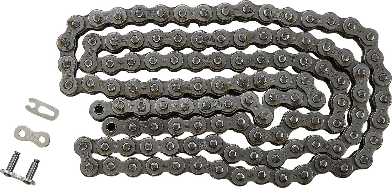 JT Chains 520HDS 116-Link Raw Drive Chain - Super heavy-duty 520 chain, clip master link - Click Image to Close