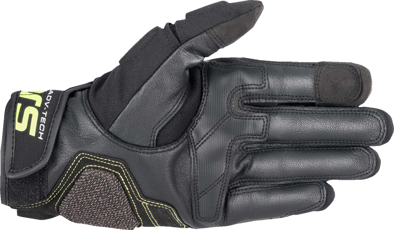 Alpinestars Halo Leather Gloves Black/Fluo Yellow Men's 2XL - Short cuff, touchscreen gloves for men, size 2XL - Click Image to Close