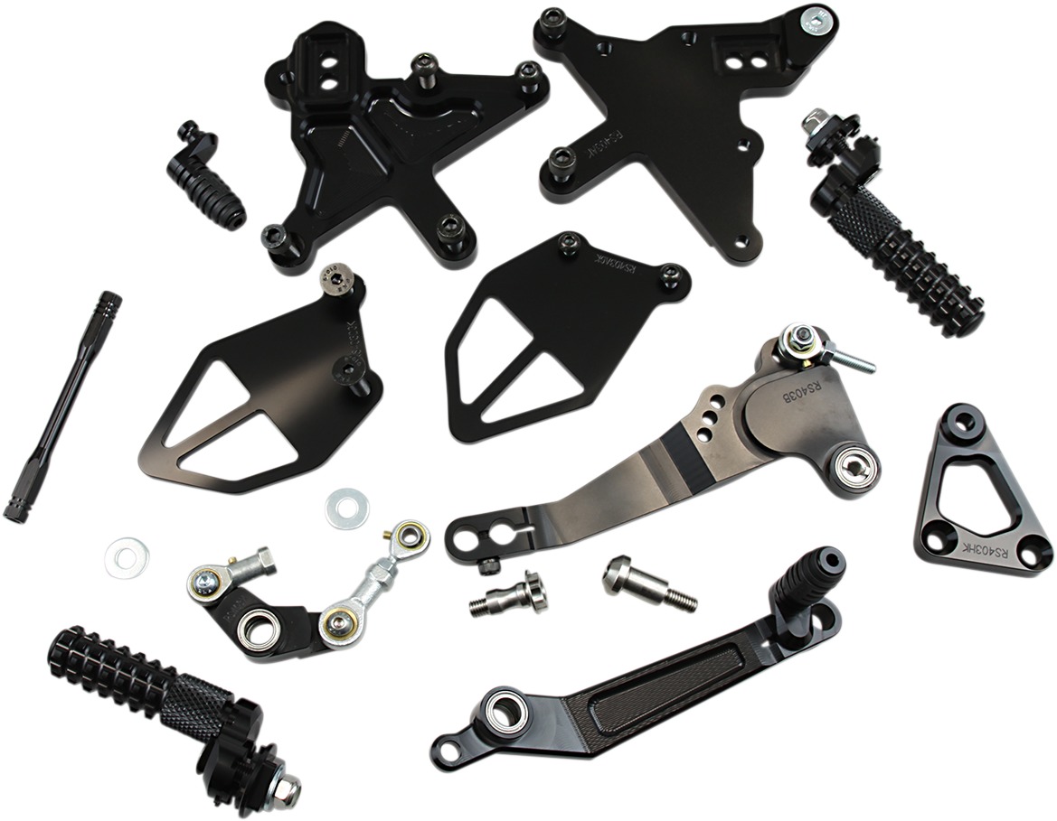 V3 Adjustable Rearset - Black - For 16-20 Kawasaki ZX10R - Click Image to Close